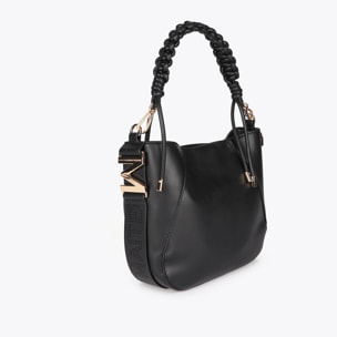 Borsa con manico intrecciato effetto pelle