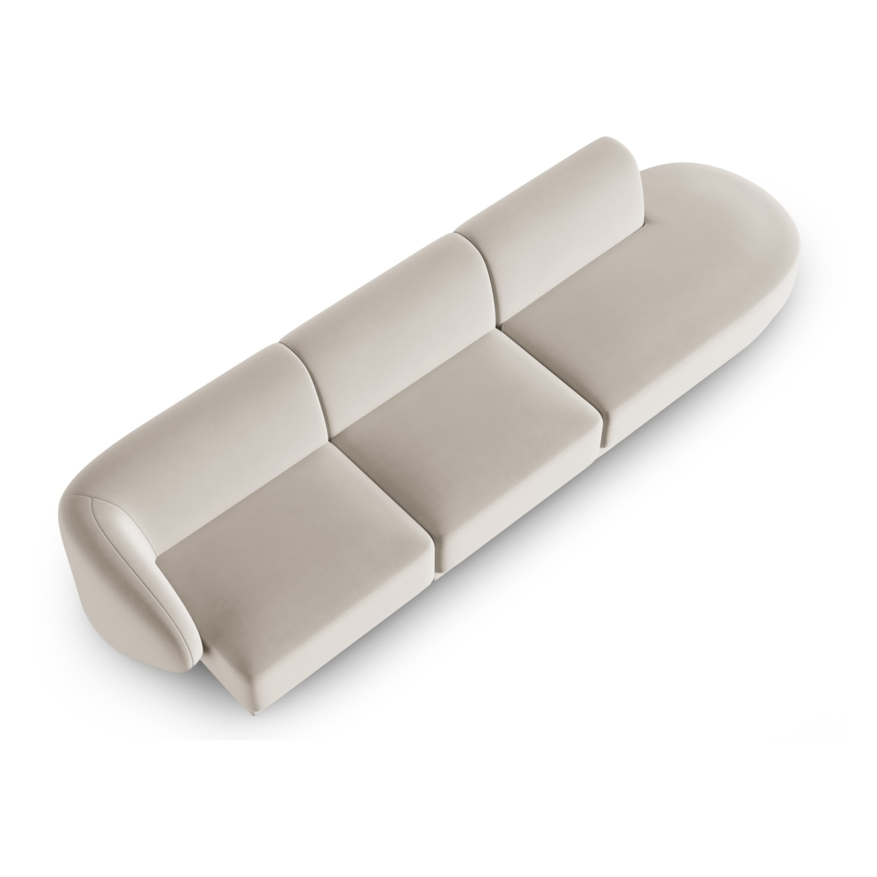 Canapé modulable droit "Lionel" 4 places en velours beige