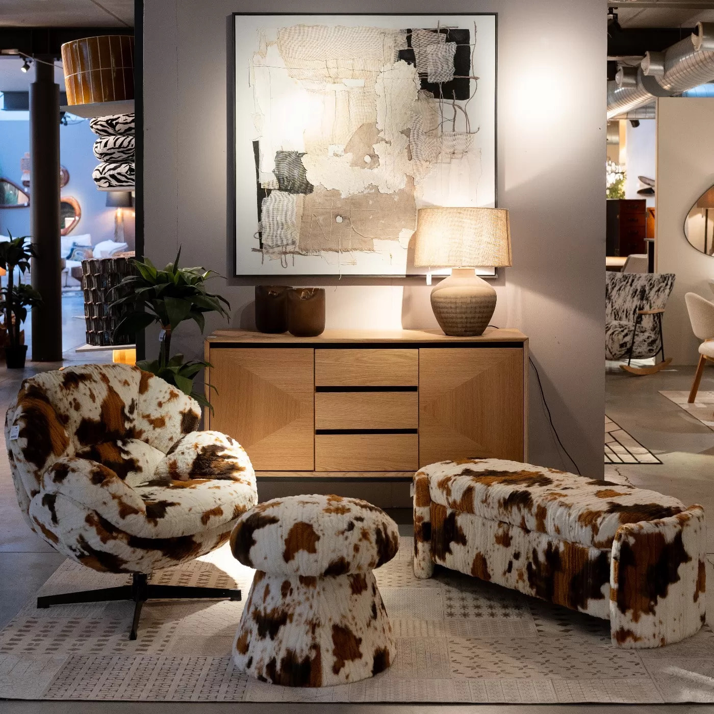 Banc-coffre 115cm vache Kare Design