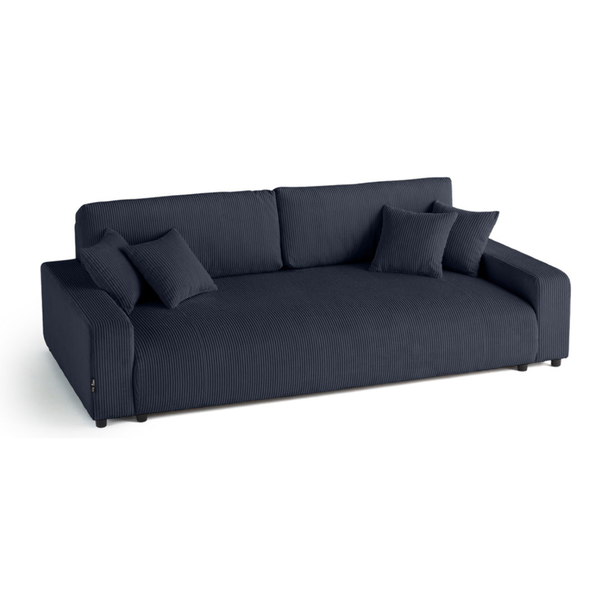 Pivoine - canapé droit 3 places - convertible avec coffre - en velours côtelé - Bleu nuit