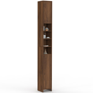 Colonne salle de bain Tom effet noyer 2 portes 4 niches