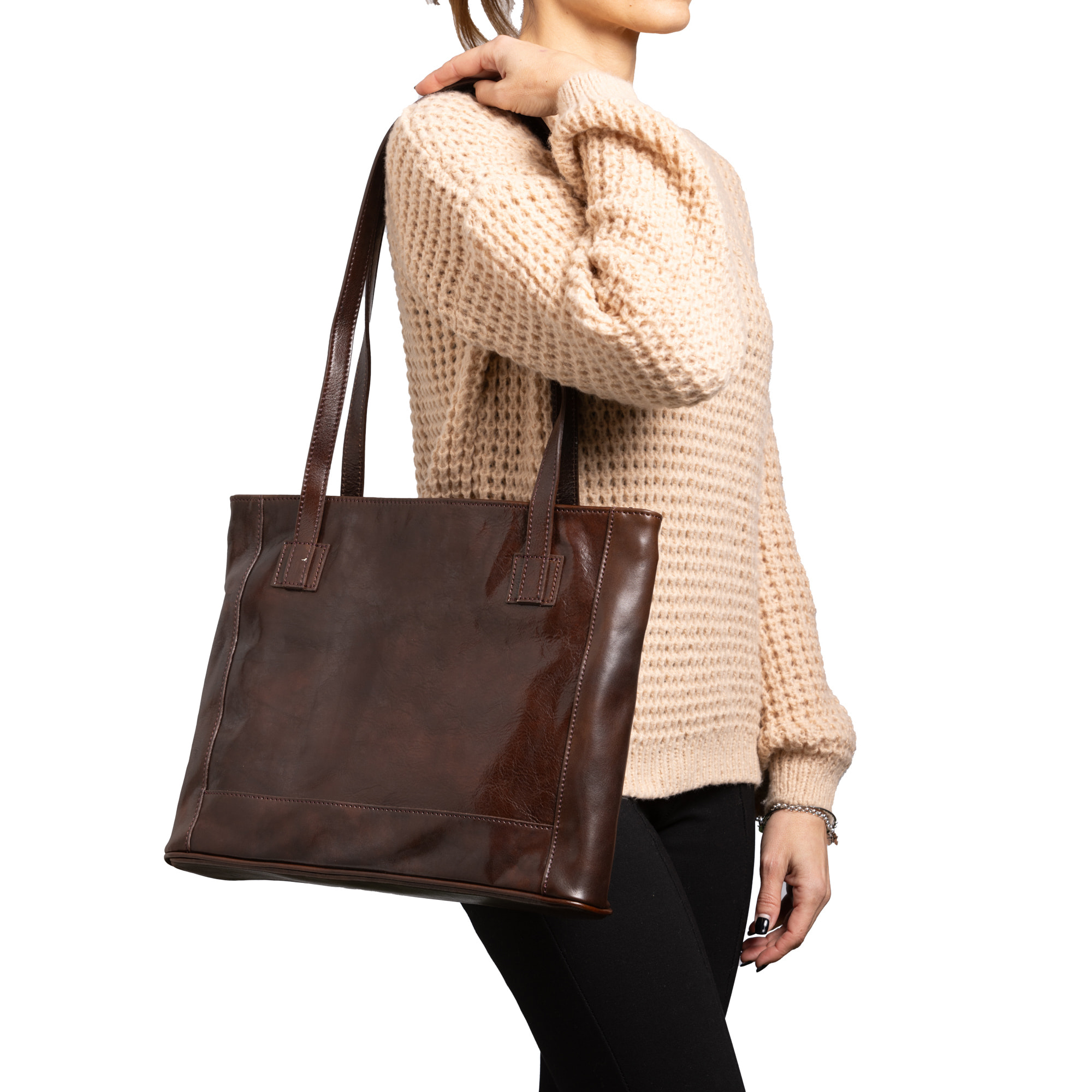 Borsa a spalla  da donna In Vera pelle Made in Italy 30x37x8 cm