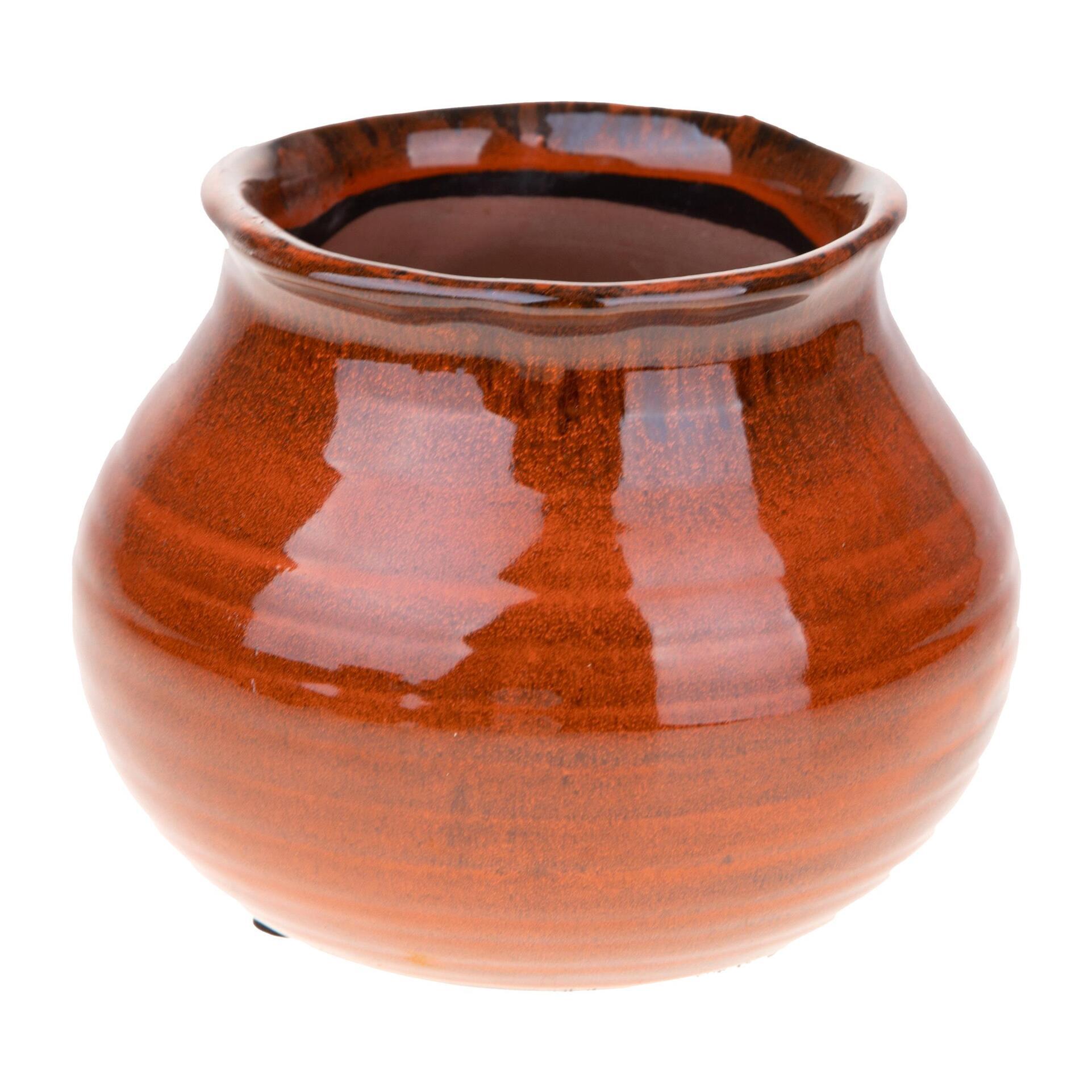 Vaso rotondo - Pezzi 6 - 12,5xH15x12,5cm - Colore: ArancioTropicale - Bianchi Dino -