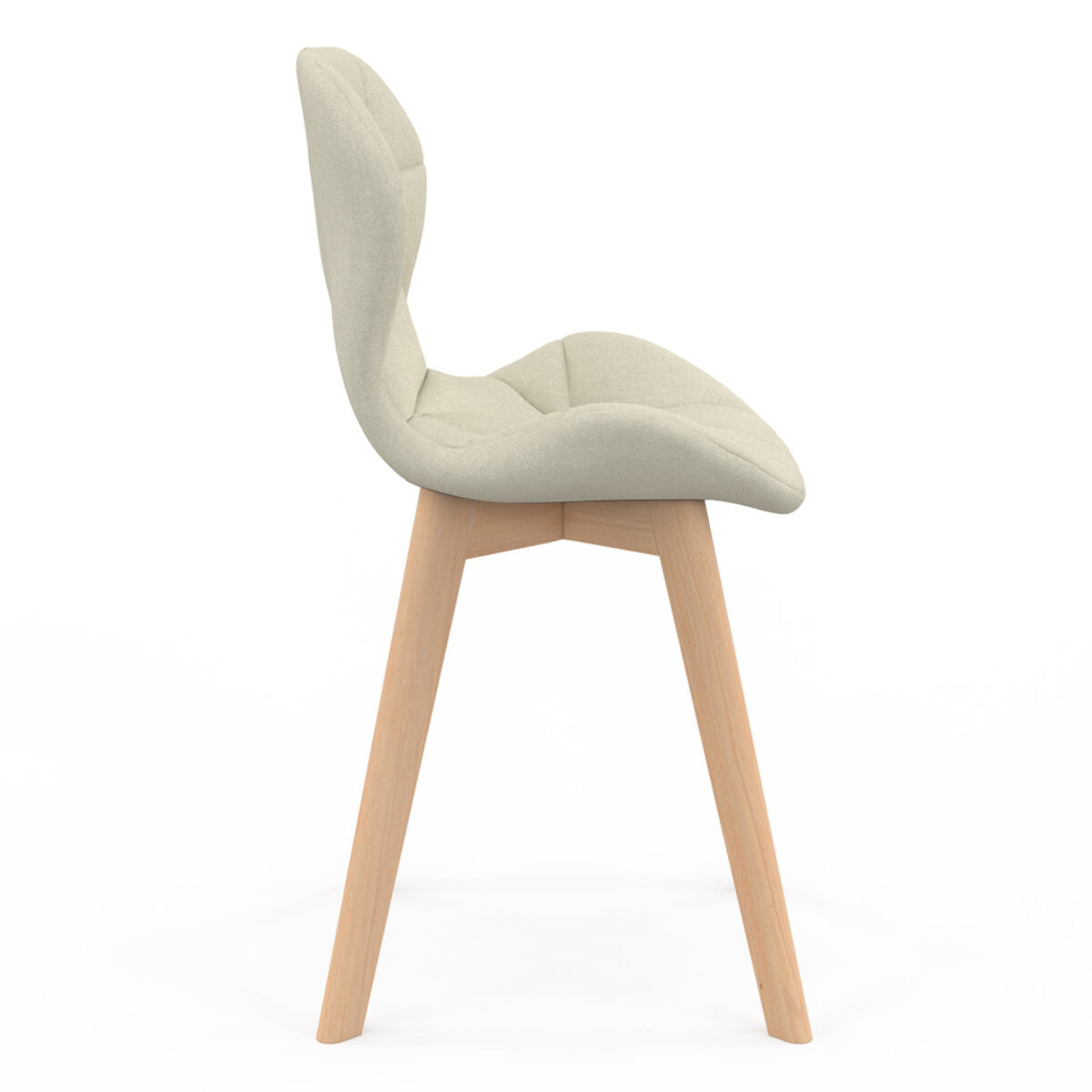 Chaises Gatsby en tissu beige et pieds bois - lot de 6