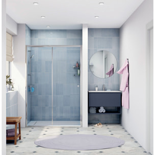 SAT PROJECT  Porte de douche 140x185cm coulissante avec profilé chrome brillant (SATPROMUD140CRT)