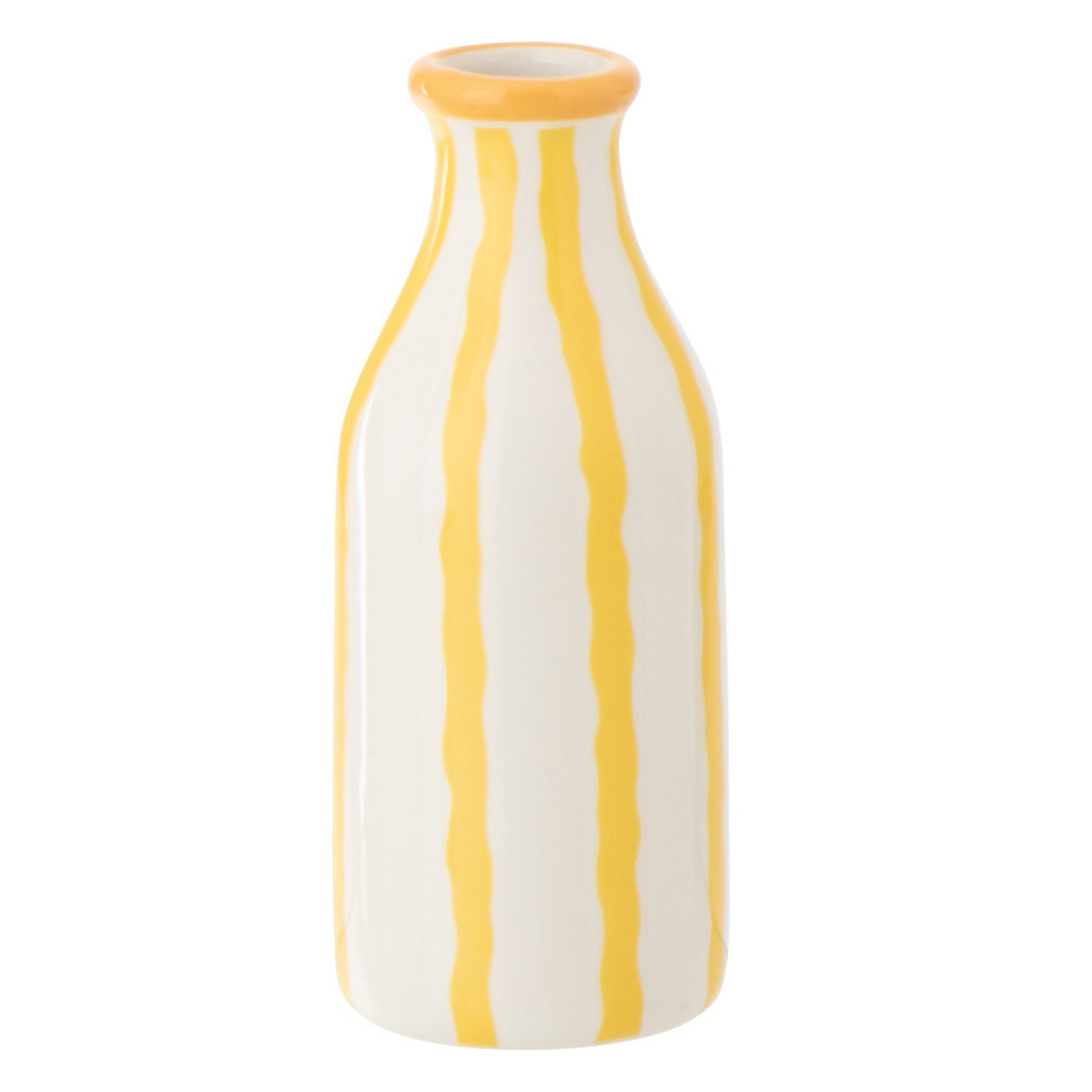 J-Line Vase Bouteille Ligné Dolomite - céramique - blanc/jaune clair - 2 pièces