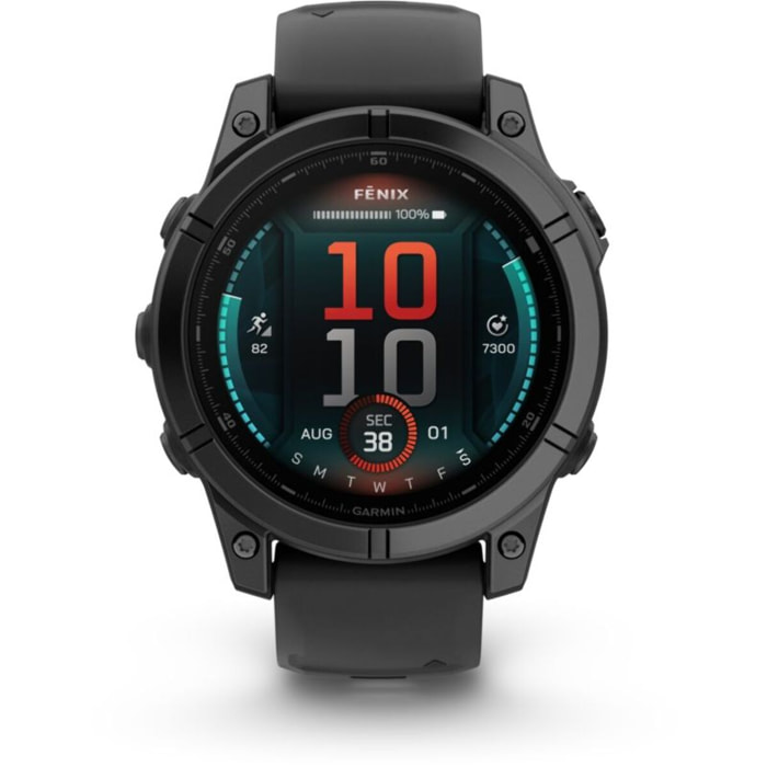 Montre sport GARMIN Fenix E 47mm Gris Acier bracelet noir