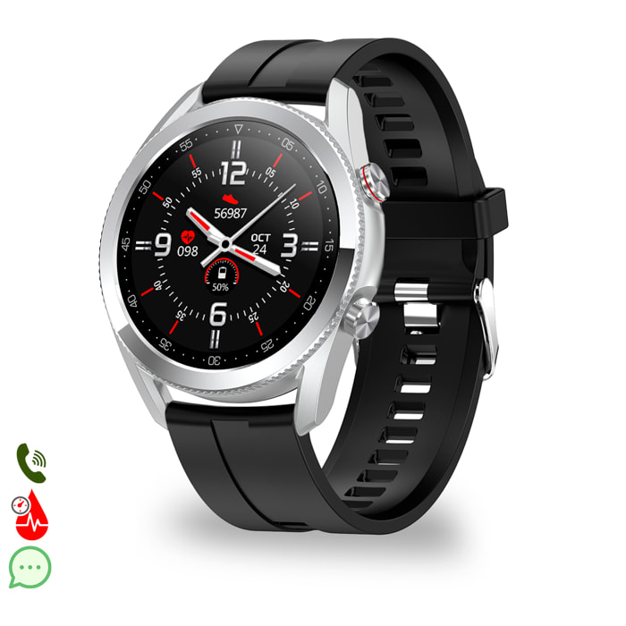 Smartwatch L19 con notificaciones de aplicaciones. Monitor de salud con ECG, monitor de tensión y de oxígeno en sangre.