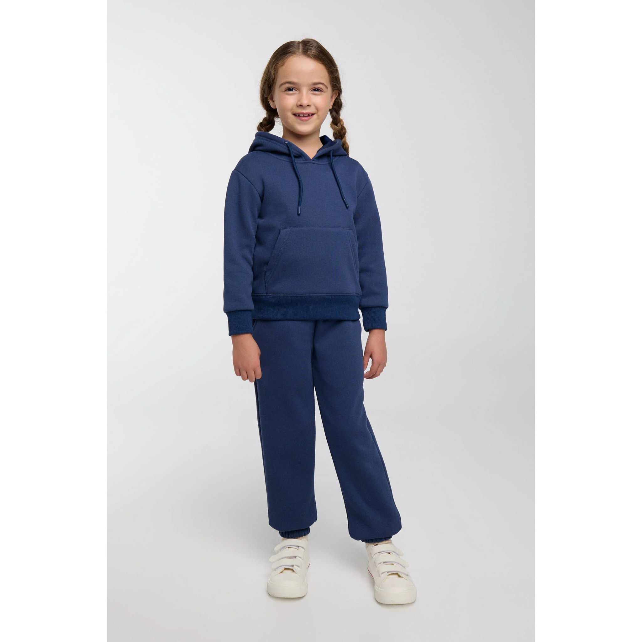 Chándal deportivo de niña afelpado sudadera y jogger marino