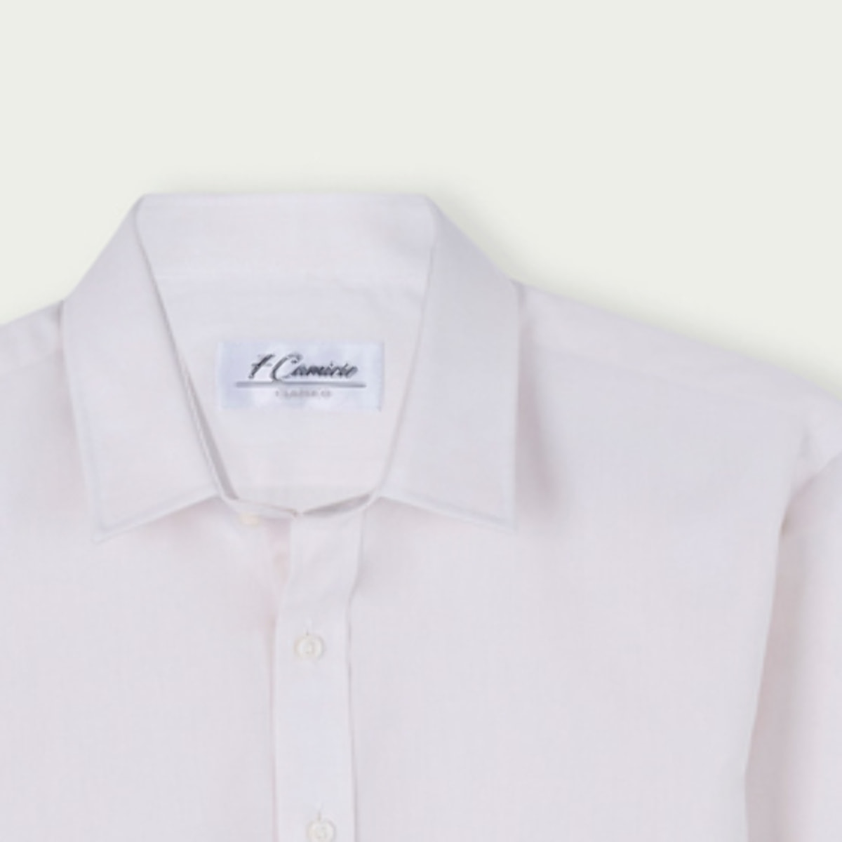 Camicia Uomo 1 Bottone Italiano Slim Twill Unito Avorio
