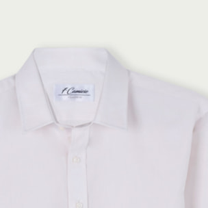 Camicia Uomo 1 Bottone Italiano Slim Twill Unito Avorio