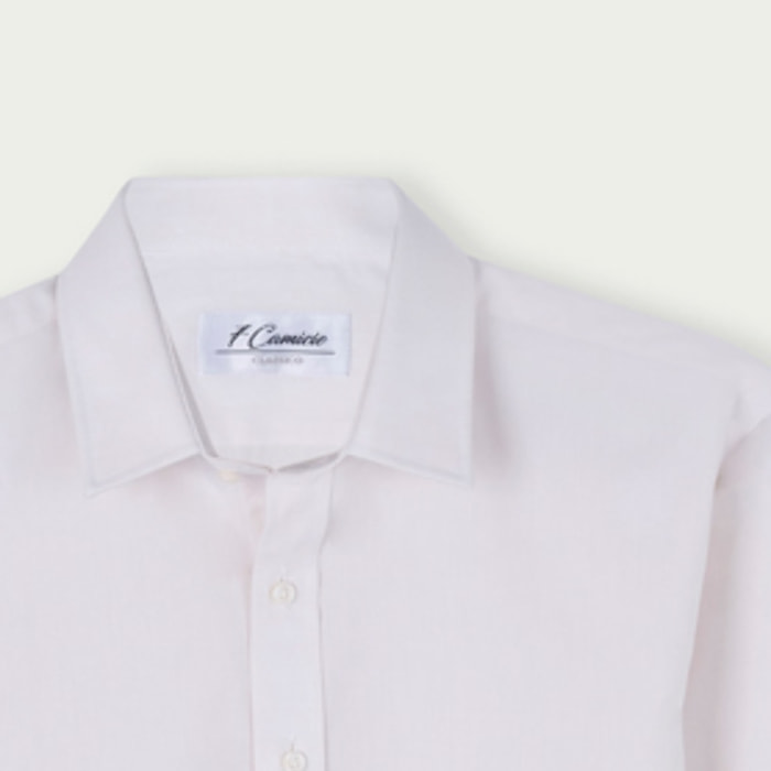 Camicia Uomo 1 Bottone Italiano Slim Twill Unito Avorio