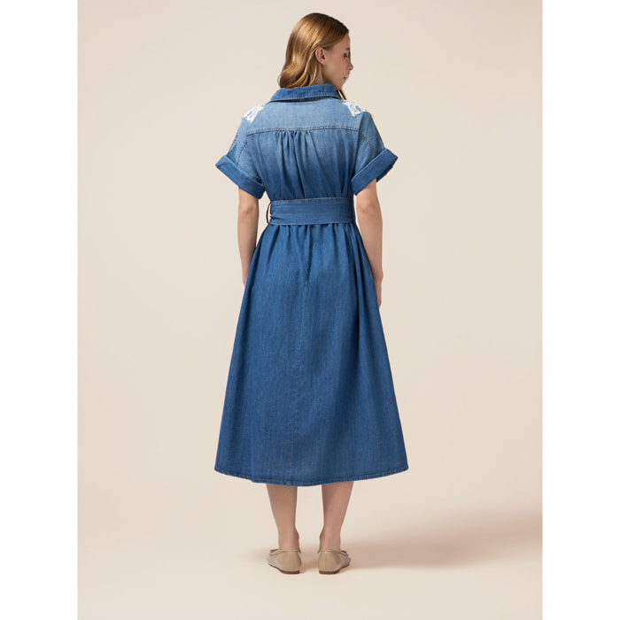 Oltre - Camisa vaquera con bordados - Light - blue