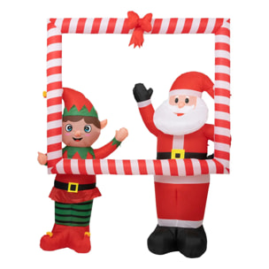 Cadre Père Noël et lutin gonflable H.180cm