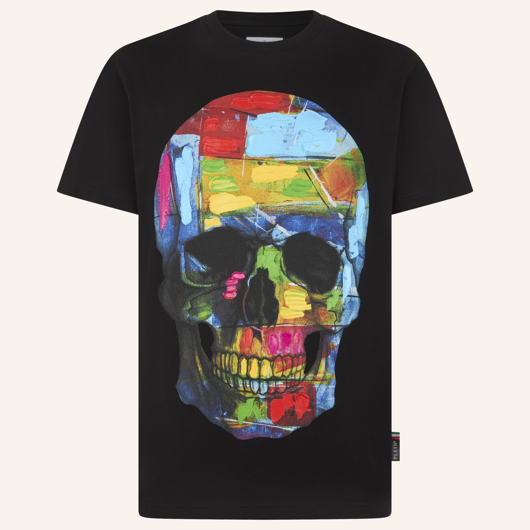 PHILIPP PLEIN Round Neck T-Shirt Painted Skull