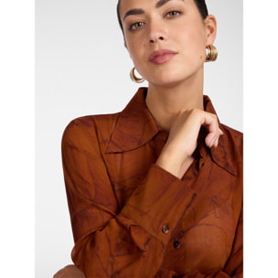 Elena Mirò - Camicia in georgette stampata - Marrone