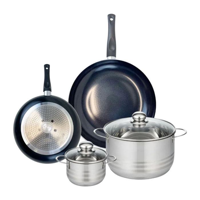 Ensemble de 2 Poêles de cuisson 24 et 32 cm et 2 faitouts 14 et 24 cm Elo Prima Brillant