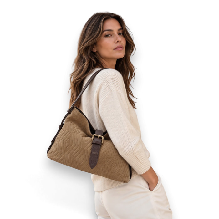 Borsa a Spalla Cheval Firenze Cloe Suede Taupe