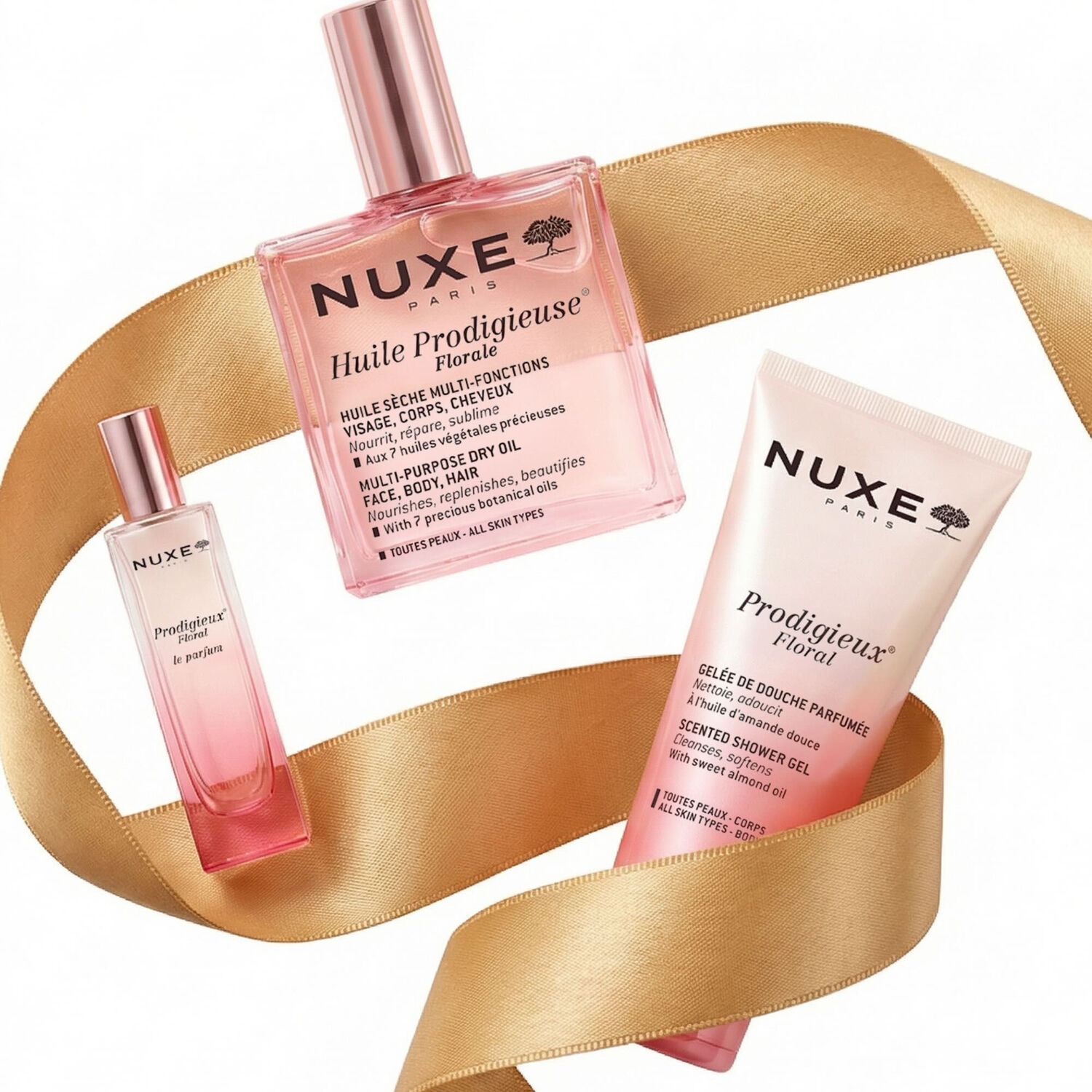 Prodigieux® Floral - Coffret Huile Prodigieuse® Florale 100ml + Le Parfum 15ml + Gelée de Douche 100ml
