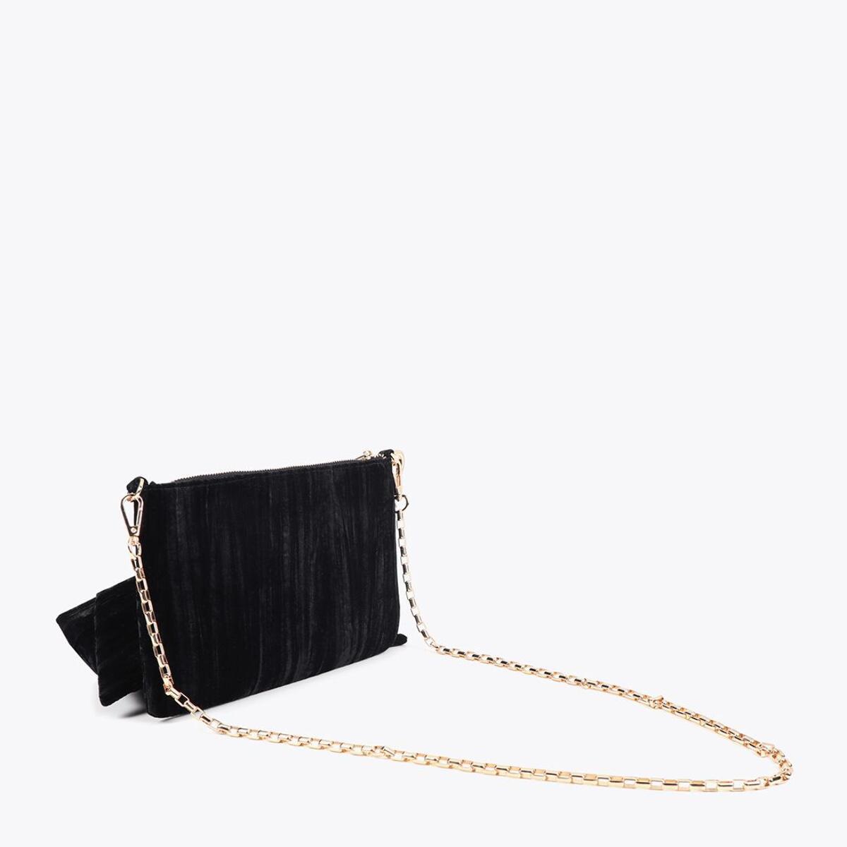 Borsa in velluto con fiocco frontale