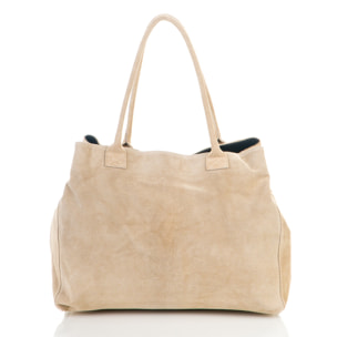 Borse Donna colore Beige-in pelle Made in Italy 41 x 28 x 7cm