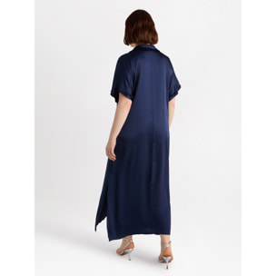 Fiorella Rubino - Vestito lungo con colletto in raso stretch - Blu