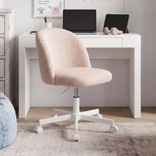 Silla de escritorio tapizada en borreguito arena 76-89,5 cm Candy Arena