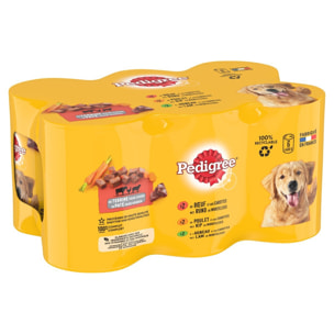 PEDIGREE 12 Boîtes en terrine 3 variétés pâtée pour chien 400g (2x6)