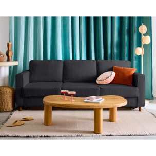 Jake - canapé droit 3 places convertible en fausse fourrure - Noir