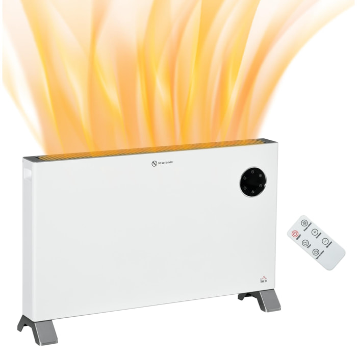 Radiateur électrique avec thermostat timer télécommande chauffage panneau rayonnant écran LED 2000W max. acier alu. blanc