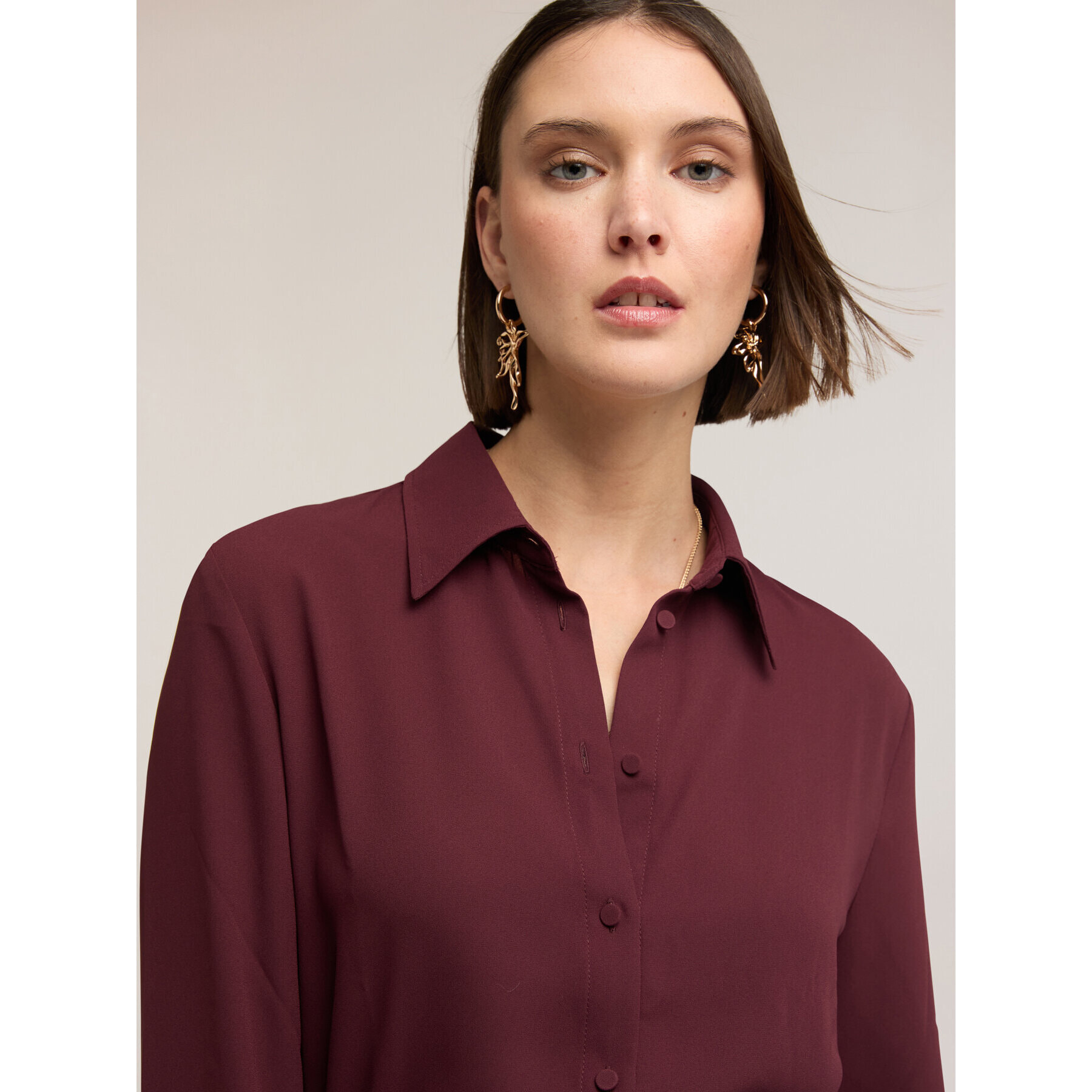 Motivi - Camicia in chiffon - Bordeaux