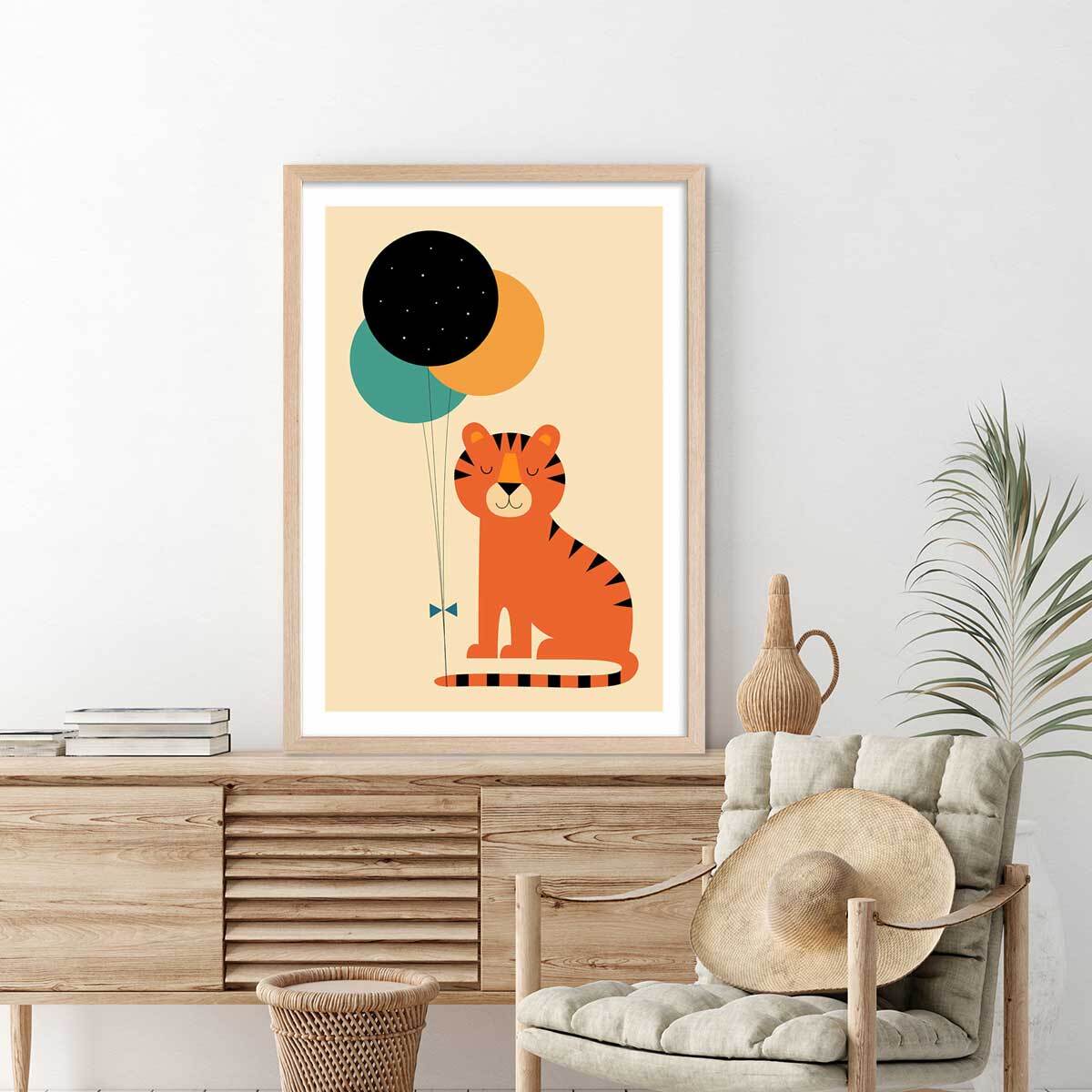 Affiche  circus tiger Affiche + cadre en bois - Chêne