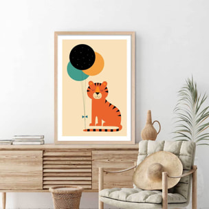 Affiche  circus tiger Affiche + cadre en bois - Chêne