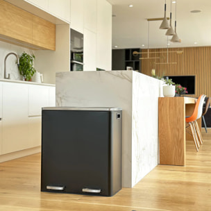 Poubelle de tri inox MAJOR 60L 2bacs