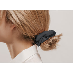 Federa Cuscino Letto Con Zip E Scrunchies Elastico Capelli 100% Seta Tinta Unita Grigio Scuro