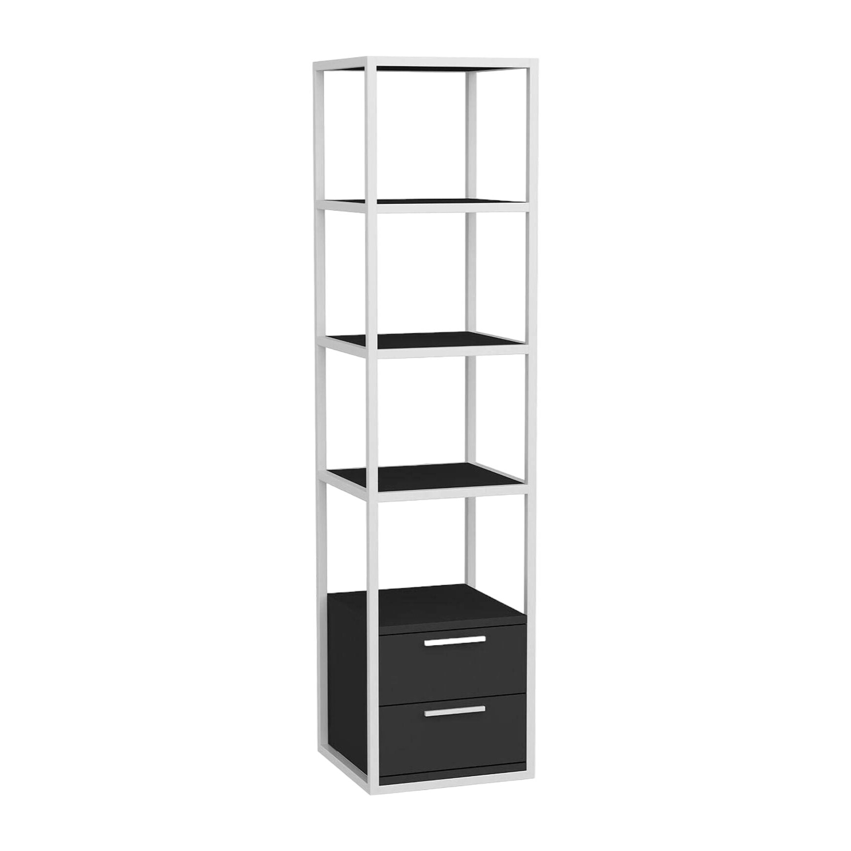 Libreria Dfogliat, Scaffale da ufficio, Mobile portalibri, Biblioteca, 39x39h169 cm, Bianco e Antracite