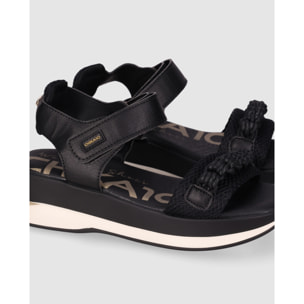 Sandalias de Piel Sintética - Negro - Tacón: 5 cm