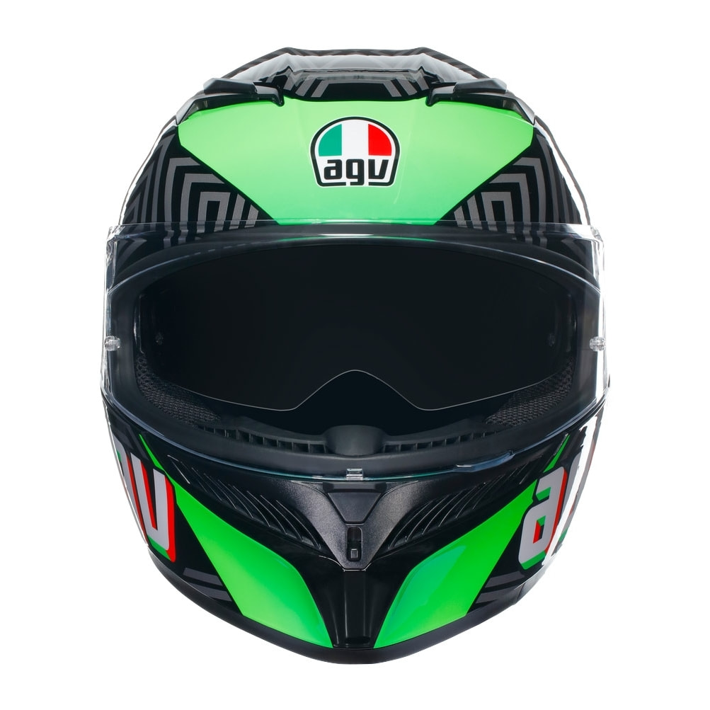 CASCO AGV K3 AGV E2206  KAMALEON BLACK/RED/GREEN