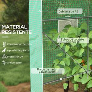 Invernadero de Exterior 4x2x2 m Invernadero de Túnel con Paredes Laterales Enrollables 6 Ventanas de Malla y 2 Puertas Enrollables Invernadero para Jardín Patio Verde
