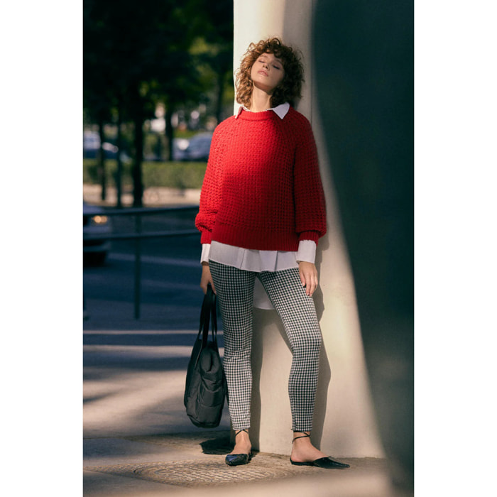 Leggings da donna in jacquard con stampa a quadri vichy