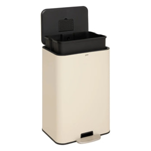 Poubelle rectangulaire à pédale Delta 50L argile