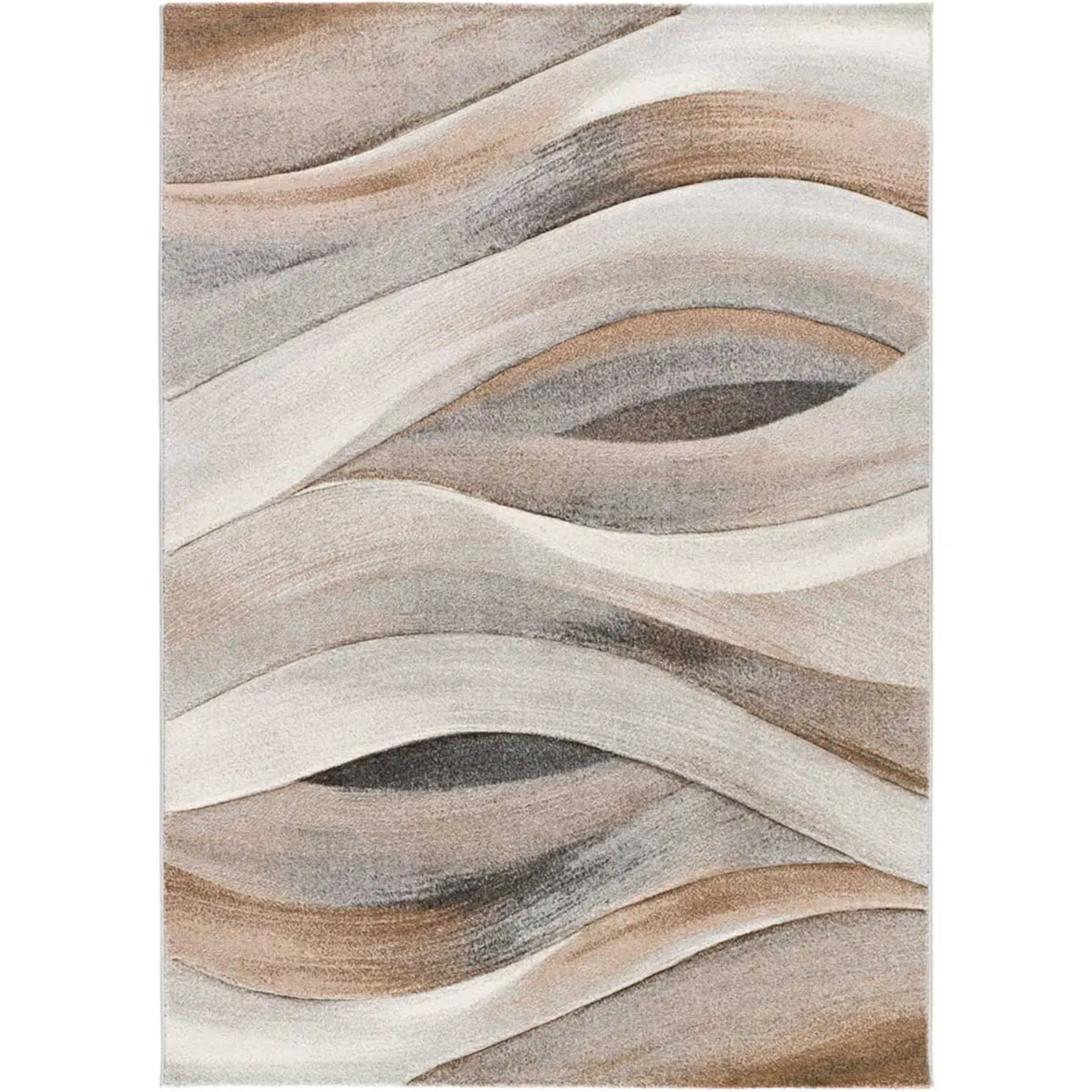 BADET Alfombra abstracta de pelo corto beige y marrón, varias medidas disponibles.