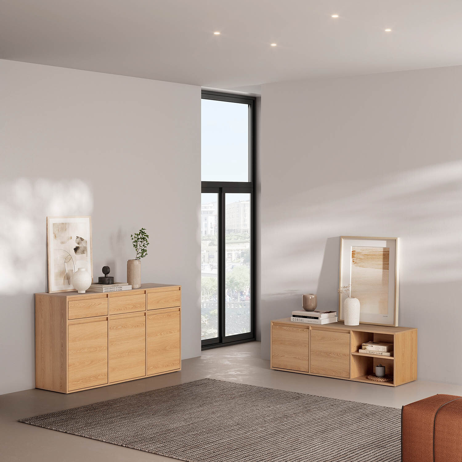 Mueble TV Tori 2 Puertas 2 Huecos, Color Roble, 130 cm