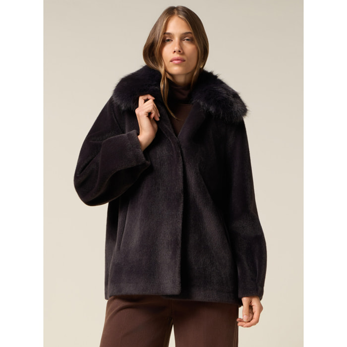 Oltre - Abrigo corto en tejido suave - Negro