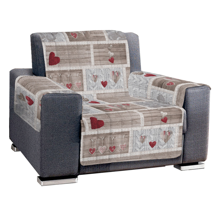 Copripoltrona shabby in love rosso