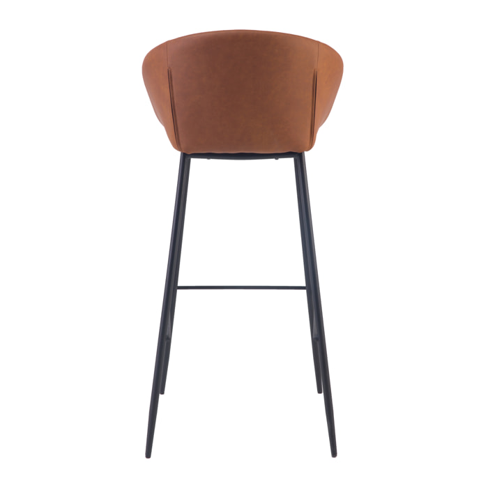 Lot de 2 chaises de bar 75 cm en cuir synthétique marron - Kalba