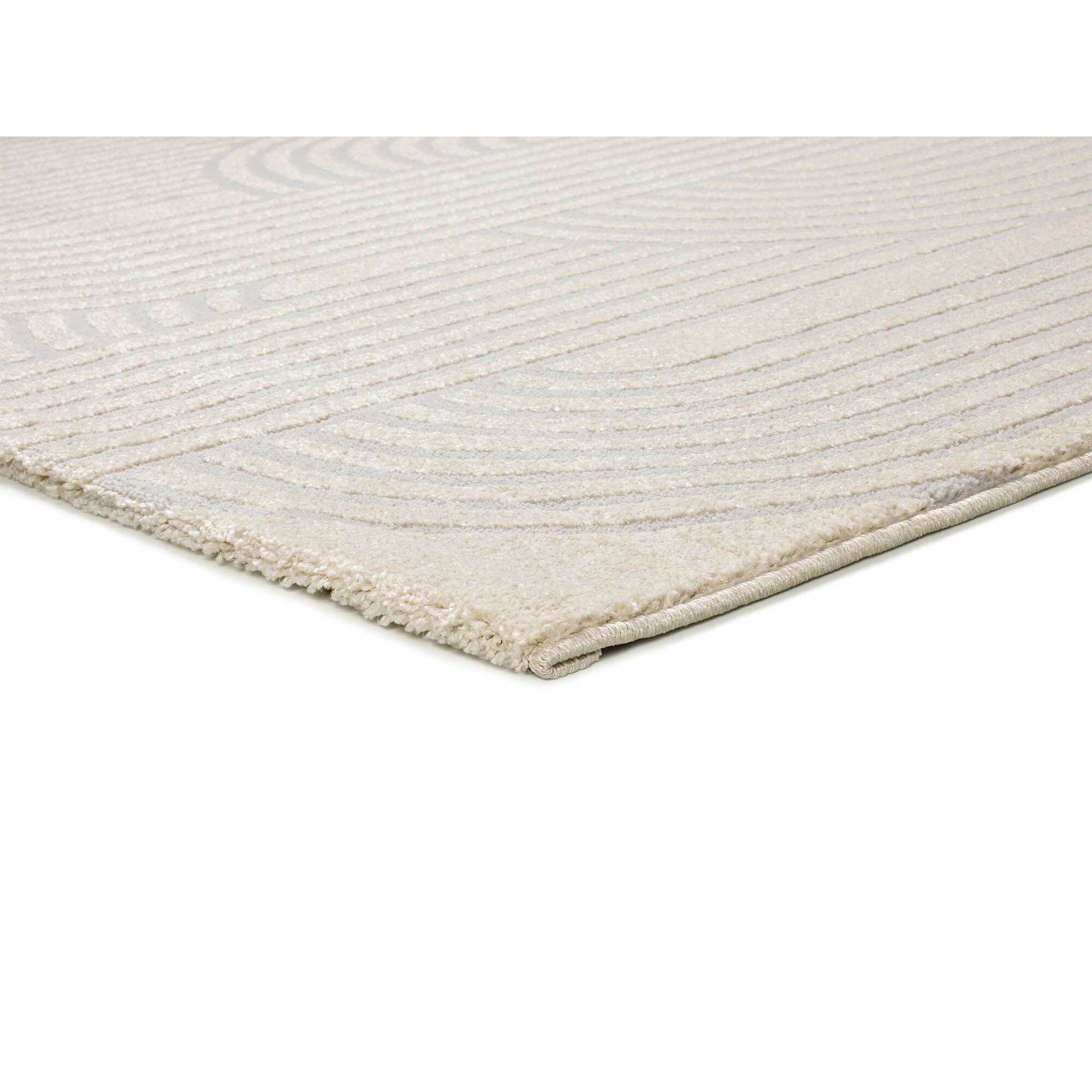 BARESA Alfombra geomÃ©trica con relieve en tonos crema y gris, varias medidas disponibles