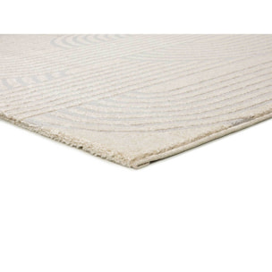 BARESA Alfombra geomÃ©trica con relieve en tonos crema y gris, varias medidas disponibles