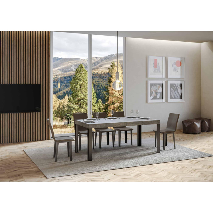 Table Linea Extensible Dessus Ciment 90x180 Allongée 284 cadre Anthracite