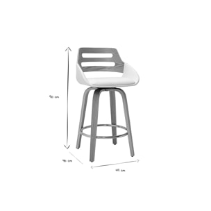 Tabourets de bar scandinaves pivotants blancs et bois clair H65.5 cm (lot de 2) PERNIK